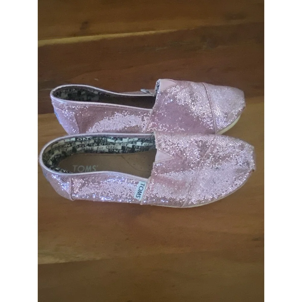 TOMS Y2 Pink Multicolor Glitter Slip-On Flats Unisex Kids Size 2